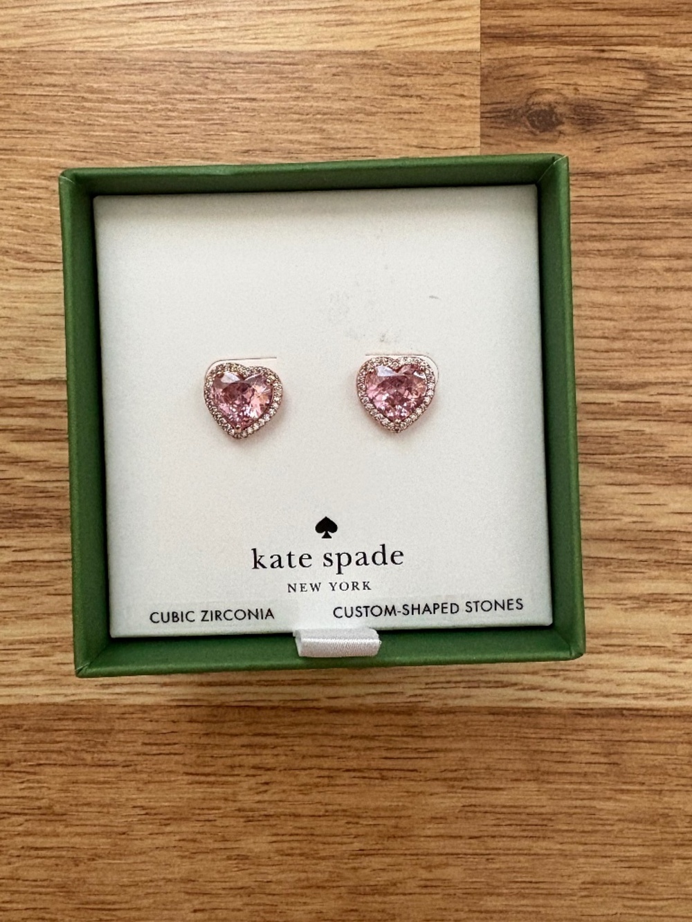 NIB Kate Spade New York my love pavé cubic zirconia stud earrings